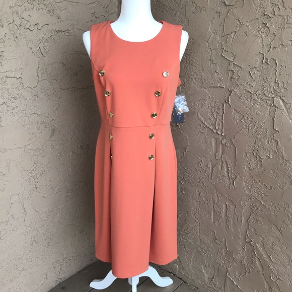 Sharagano Women's Sleeveless Shirt Dress - Front Pockets & Self Belt, 22" Length